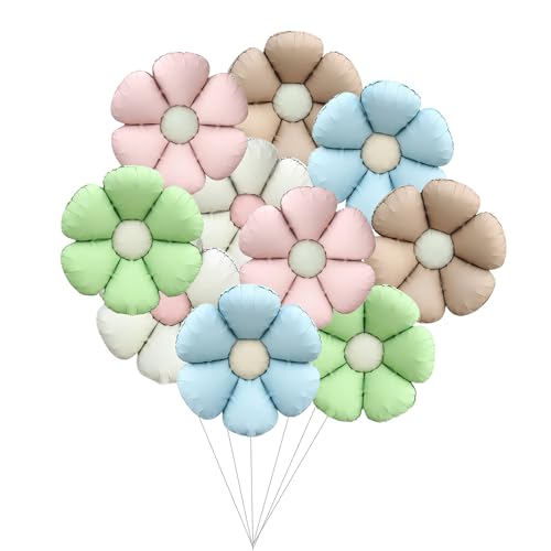 Sanu Belle Blumen Folienballon 10 Stück Fünf Farben 28 Zoll Kit Gänseblümchen Helium Luftballons für Party,Valentinstag,Hochzeit,Verlobung,Muttertag,Anniversary,Geburtstagsdeko 215026 von Sanu Belle