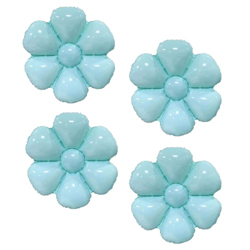 Sanu Belle Blumen Folienballon 4 Stück Blau 28 Zoll Gänseblümchen Helium Luftballons für Party,Valentinstag,Hochzeit,Verlobung,Muttertag,Anniversary,Geburtstagsdeko 214023 von Sanu Belle
