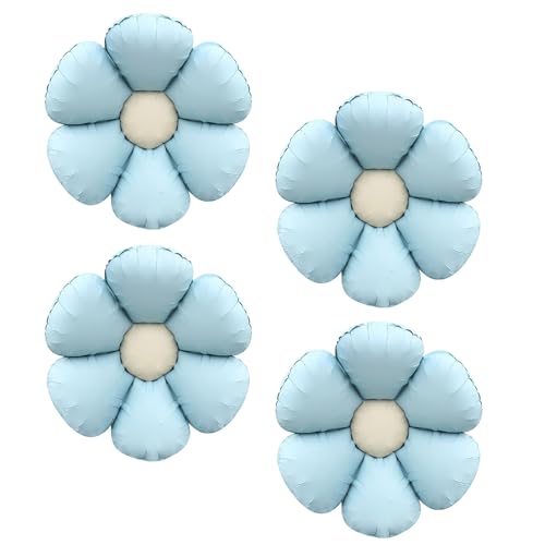 Sanu Belle Blumen Folienballon 4 Stück Blau 28 Zoll Gänseblümchen Helium Luftballons für Party,Valentinstag,Hochzeit,Verlobung,Muttertag,Anniversary,Geburtstagsdeko 215018 von Sanu Belle