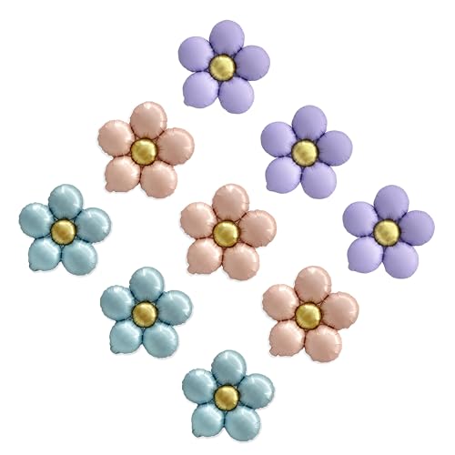 Sanu Belle Blumen Folienballon 9 Stück (Blau/Rosa/Lila) 20 Zoll Gänseblümchen Helium Luftballons für Party,Valentinstag,Hochzeit,Verlobung,Muttertag,Anniversary,Geburtstagsdeko 213010 von Sanu Belle