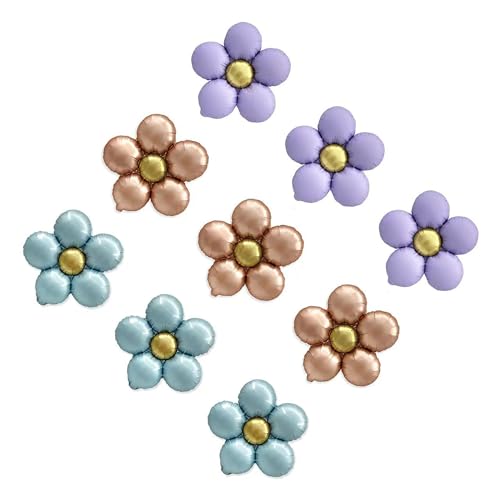 Sanu Belle Blumen Folienballon 9 Stück (Blau/Rosegold/Lila) 20 Zoll Gänseblümchen Helium Luftballons für Party,Valentinstag,Hochzeit,Verlobung,Muttertag,Anniversary,Geburtstagsdeko 213008 von Sanu Belle