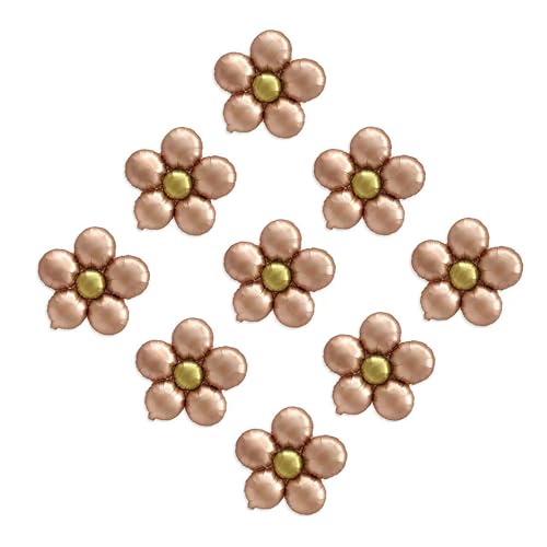 Sanu Belle Blumen Folienballon 9 Stück Rosegold 20 Zoll Gänseblümchen Helium Luftballons für Party,Valentinstag,Hochzeit,Verlobung,Muttertag,Anniversary,Geburtstagsdeko 213006 von Sanu Belle