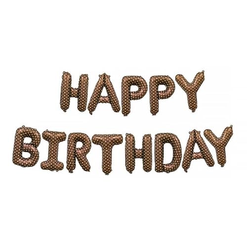 Sanu Belle Braun Happy Birthday Folienballons 16 Zoll Folie Luftballons Banner Kit für Kinder Erwachsene Jungen Mädchen alles Gute zum Geburtstag Brown 201023 von Sanu Belle