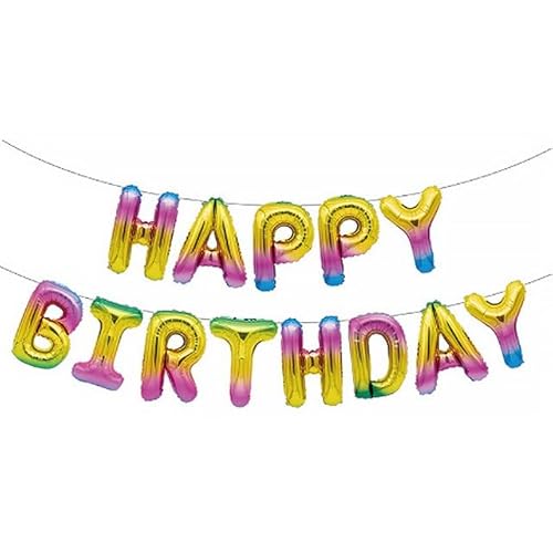 Sanu Belle Farbverläufe Happy Birthday Folienballons 16 Zoll Folie Luftballons Banner Kit für Kinder Erwachsene Jungen Mädchen alles Gute zum Geburtstag Gradient 201015 von Sanu Belle