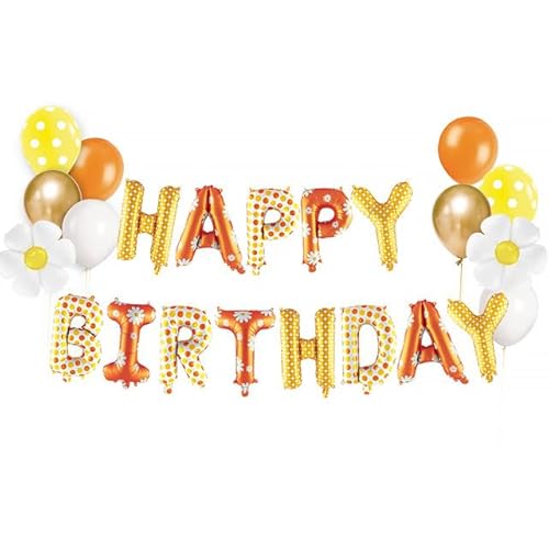 Sanu Belle Gänsebl. Kit Happy Birthday Folienballons 16 Zoll Folie Luftballons Banner Kit für Kinder Erwachsene Jungen Mädchen alles Gute zum Geburtstag Daisy Kit 201022 von Sanu Belle