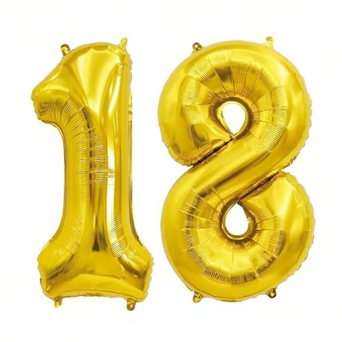 Sanu Belle Gold Zahlen Luftballon 18 Geburtstag Happy Birthday 40 Zoll Folienballon 18 Kinder Jungen Mädchen Jahrestag Party Deko Zahlenballon 18 Gold 202019 von Sanu Belle