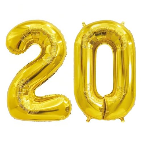Sanu Belle Gold Zahlen Luftballon 20 Geburtstag Happy Birthday 40 Zoll Folienballon 20 Kinder Jungen Mädchen Jahrestag Party Deko Zahlenballon 20 Gold 202021 von Sanu Belle