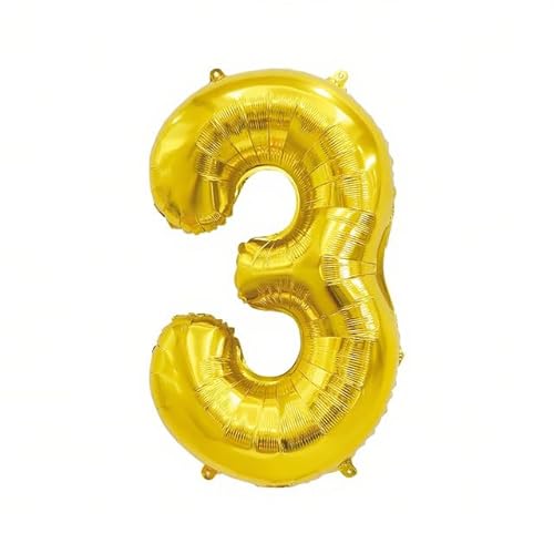 Sanu Belle Gold Zahlen Luftballon 3 Geburtstag Happy Birthday 40 Zoll Folienballon 3 Kinder Jungen Mädchen Jahrestag Party Deko Zahlenballon 3 Gold 202004 von Sanu Belle