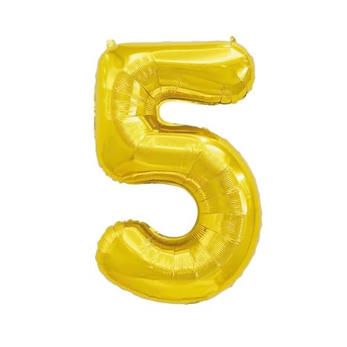 Sanu Belle Gold Zahlen Luftballon 5 Geburtstag Happy Birthday 40 Zoll Folienballon 5 Kinder Jungen Mädchen Jahrestag Party Deko Zahlenballon 5 Gold 202006 von Sanu Belle
