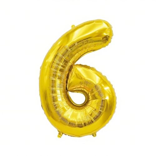 Sanu Belle Gold Zahlen Luftballon 6 Geburtstag Happy Birthday 40 Zoll Folienballon 6 Kinder Jungen Mädchen Jahrestag Party Deko Zahlenballon 6 Gold 202007 von Sanu Belle