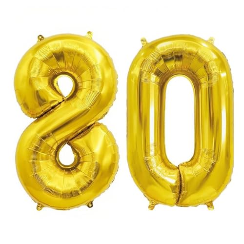Sanu Belle Gold Zahlen Luftballon 80 Geburtstag Happy Birthday 40 Zoll Folienballon 80 Kinder Jungen Mädchen Jahrestag Party Deko Zahlenballon 80 Gold 202027 von Sanu Belle