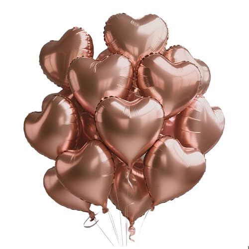 Sanu Belle Herz Folienballon 12 Stück Rosegold 18 Zoll Herzluftballons Hochzeit Herzballons Helium für Party,Valentinstag,Hochzeit,Verlobung,Muttertag,Geburtstagsdeko 205004 von Sanu Belle