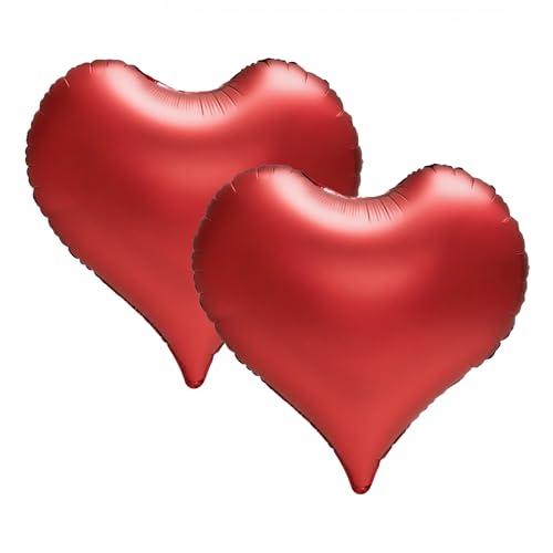 Sanu Belle Herz Folienballon 2 Stück Rot 24 Zoll Herzluftballons Hochzeit Herzballons Helium für Party,Valentinstag,Hochzeit,Verlobung,Muttertag,Geburtstagsdeko 205016 von Sanu Belle