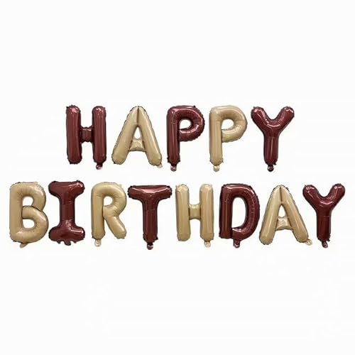 Sanu Belle Kaffee/Karamell Happy Birthday Folienballons 16 Zoll Folie Luftballons Banner Kit für Kinder Erwachsene Jungen Mädchen alles Gute zum Geburtstag Cof./Caramel 201014 von Sanu Belle