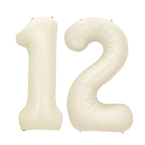 Sanu Belle Milchweiß Zahlen Luftballon 12 Geburtstag Happy Birthday 40 Zoll Folienballon 12 Kinder Jungen Mädchen Jahrestag Party Deko Zahlenballon 12 White 202181 von Sanu Belle