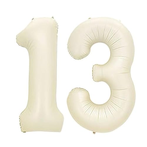 Sanu Belle Milchweiß Zahlen Luftballon 13 Geburtstag Happy Birthday 40 Zoll Folienballon 13 Kinder Jungen Mädchen Jahrestag Party Deko Zahlenballon 13 White 202182 von Sanu Belle