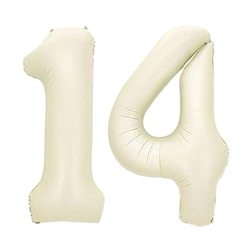 Sanu Belle Milchweiß Zahlen Luftballon 14 Geburtstag Happy Birthday 40 Zoll Folienballon 14 Kinder Jungen Mädchen Jahrestag Party Deko Zahlenballon 14 White 202183 von Sanu Belle