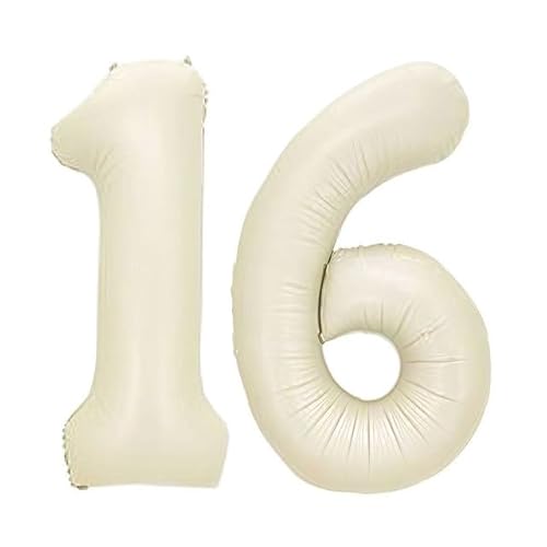 Sanu Belle Milchweiß Zahlen Luftballon 16 Geburtstag Happy Birthday 40 Zoll Folienballon 16 Kinder Jungen Mädchen Jahrestag Party Deko Zahlenballon 16 White 202185 von Sanu Belle