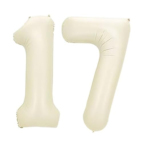 Sanu Belle Milchweiß Zahlen Luftballon 17 Geburtstag Happy Birthday 40 Zoll Folienballon 17 Kinder Jungen Mädchen Jahrestag Party Deko Zahlenballon 17 White 202186 von Sanu Belle
