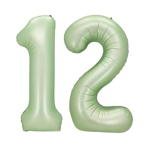 Sanu Belle Olivgrün Zahlen Luftballon 12 Geburtstag Happy Birthday 40 Zoll Folienballon 12 Kinder Jungen Mädchen Jahrestag Party Deko Zahlenballon 12 Olive Green 202125 von Sanu Belle
