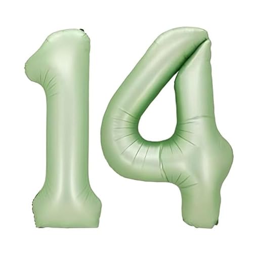 Sanu Belle Olivgrün Zahlen Luftballon 14 Geburtstag Happy Birthday 40 Zoll Folienballon 14 Kinder Jungen Mädchen Jahrestag Party Deko Zahlenballon 14 Olive Green 202127 von Sanu Belle