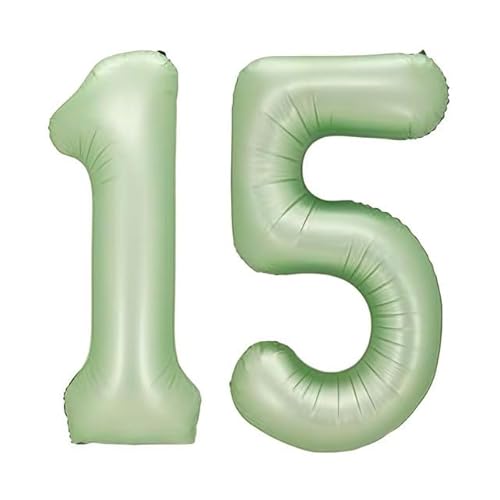 Sanu Belle Olivgrün Zahlen Luftballon 15 Geburtstag Happy Birthday 40 Zoll Folienballon 15 Kinder Jungen Mädchen Jahrestag Party Deko Zahlenballon 15 Olive Green 202128 von Sanu Belle