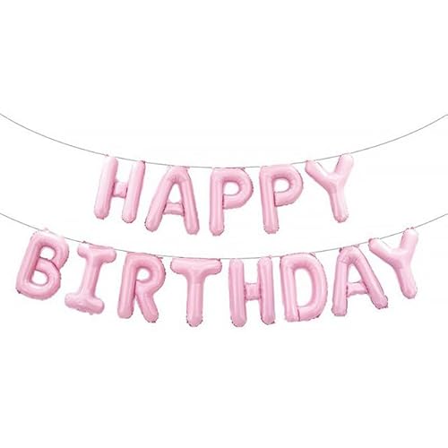 Sanu Belle Perlmuttrosa Happy Birthday Folienballons 16 Zoll Folie Luftballons Banner Kit für Kinder Erwachsene Jungen Mädchen alles Gute zum Geburtstag P. Pink 201001 von Sanu Belle