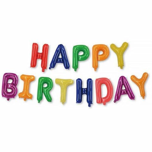 Sanu Belle Regenb. Happy Birthday Folienballons 16 Zoll Folie Luftballons Banner Kit für Kinder Erwachsene Jungen Mädchen alles Gute zum Geburtstag Rainbow 201003 von Sanu Belle