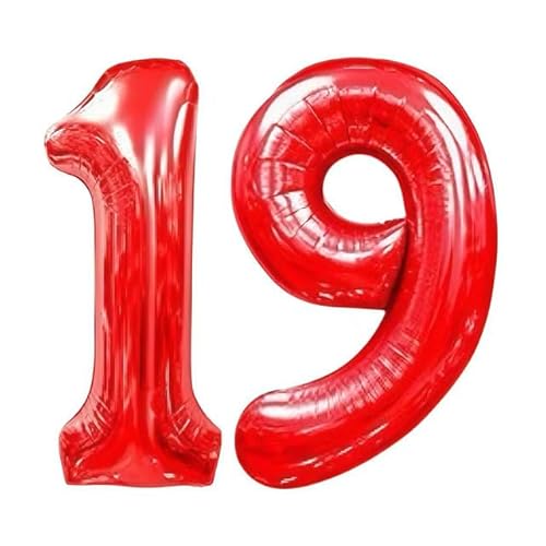 Sanu Belle Rot Zahlen Luftballon 19 Geburtstag Happy Birthday 40 Zoll Folienballon 19 Kinder Jungen Mädchen Jahrestag Party Deko Zahlenballon 19 Red 202104 von Sanu Belle