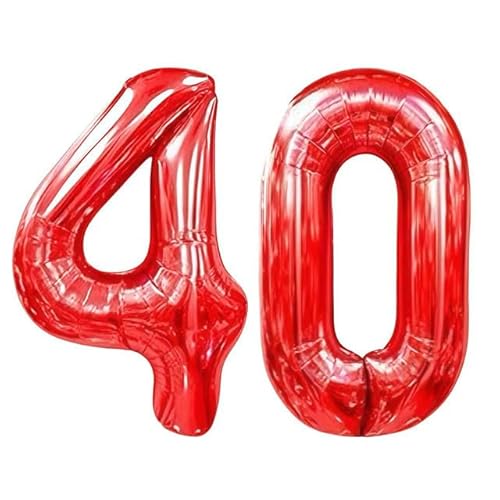 Sanu Belle Rot Zahlen Luftballon 40 Geburtstag Happy Birthday 40 Zoll Folienballon 40 Kinder Jungen Mädchen Jahrestag Party Deko Zahlenballon 40 Red 202107 von Sanu Belle