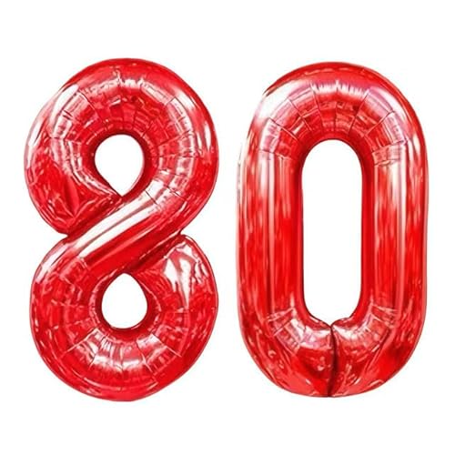 Sanu Belle Rot Zahlen Luftballon 80 Geburtstag Happy Birthday 40 Zoll Folienballon 80 Kinder Jungen Mädchen Jahrestag Party Deko Zahlenballon 80 Red 202111 von Sanu Belle