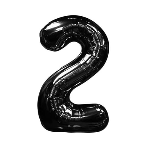 Sanu Belle Schwarz Zahlen Luftballon 2 Geburtstag Happy Birthday 40 Zoll Folienballon 2 Kinder Jungen Mädchen Jahrestag Party Deko Zahlenballon 2 Black 202059 von Sanu Belle