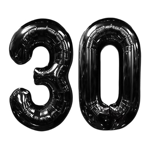 Sanu Belle Schwarz Zahlen Luftballon 30 Geburtstag Happy Birthday 40 Zoll Folienballon 30 Kinder Jungen Mädchen Jahrestag Party Deko Zahlenballon 30 Black 202078 von Sanu Belle