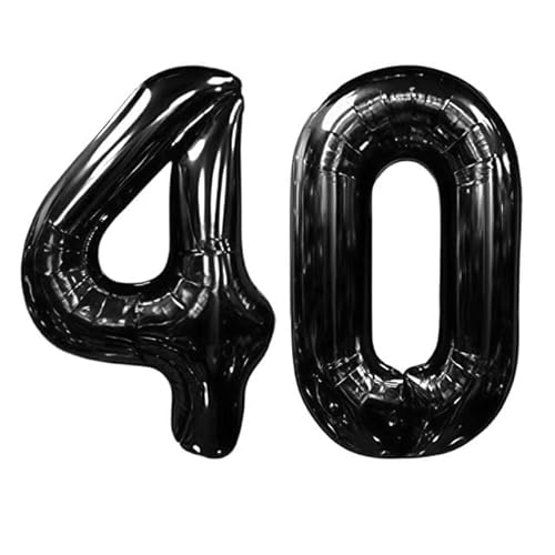 Sanu Belle Schwarz Zahlen Luftballon 40 Geburtstag Happy Birthday 40 Zoll Folienballon 40 Kinder Jungen Mädchen Jahrestag Party Deko Zahlenballon 40 Black 202079 von Sanu Belle