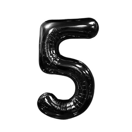 Sanu Belle Schwarz Zahlen Luftballon 5 Geburtstag Happy Birthday 40 Zoll Folienballon 5 Kinder Jungen Mädchen Jahrestag Party Deko Zahlenballon 5 Black 202062 von Sanu Belle