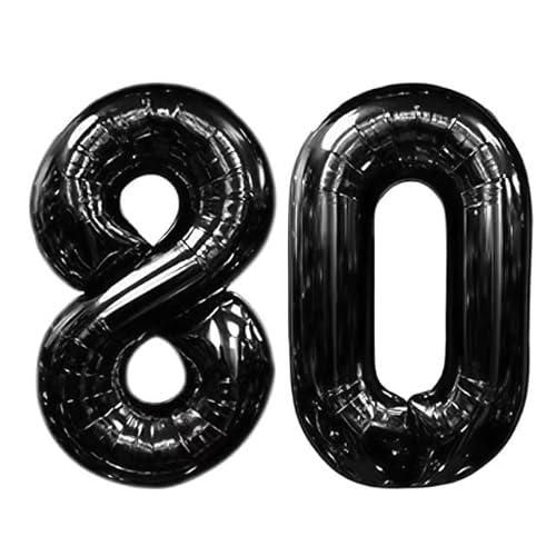 Sanu Belle Schwarz Zahlen Luftballon 80 Geburtstag Happy Birthday 40 Zoll Folienballon 80 Kinder Jungen Mädchen Jahrestag Party Deko Zahlenballon 80 Black 202083 von Sanu Belle