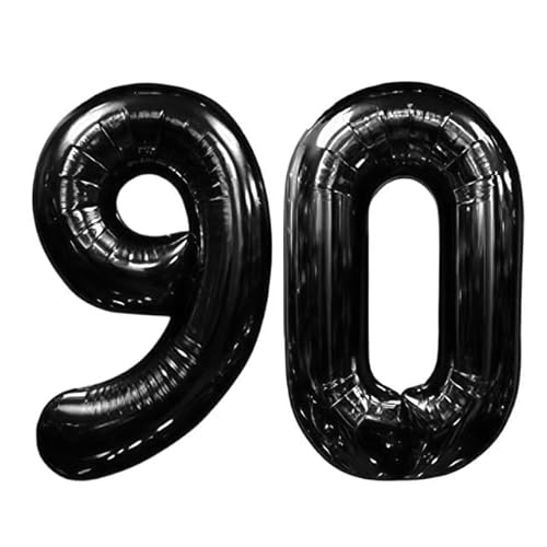 Sanu Belle Schwarz Zahlen Luftballon 90 Geburtstag Happy Birthday 40 Zoll Folienballon 90 Kinder Jungen Mädchen Jahrestag Party Deko Zahlenballon 90 Black 202084 von Sanu Belle