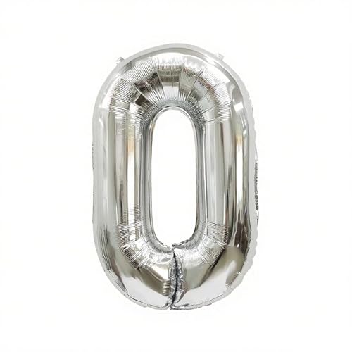 Sanu Belle Silber Zahlen Luftballon 0 Geburtstag Happy Birthday 40 Zoll Folienballon 0 Kinder Jungen Mädchen Jahrestag Party Deko Zahlenballon 0 Silver 202029 von Sanu Belle