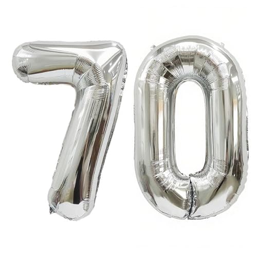 Sanu Belle Silber Zahlen Luftballon 70 Geburtstag Happy Birthday 40 Zoll Folienballon 70 Kinder Jungen Mädchen Jahrestag Party Deko Zahlenballon 70 Silver 202054 von Sanu Belle