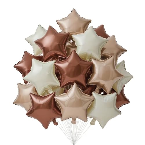 Sanu Belle Stern Folienballons 24 Stück（Kaffee Karamell Cremeweiß）18 Zoll Helium Sternluftballons für Party,Valentinstag,Hochzeit,Geburtstag,Neujahr Deko 206005 von Sanu Belle