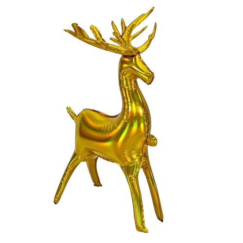 Sanu Belle XXL Gold Rentier Folienballons 37 Inch Wiederverwendbare Rentier Luftballons für Weihnachtsparty Dekoration Winterurlaubsdeko 217005 von Sanu Belle