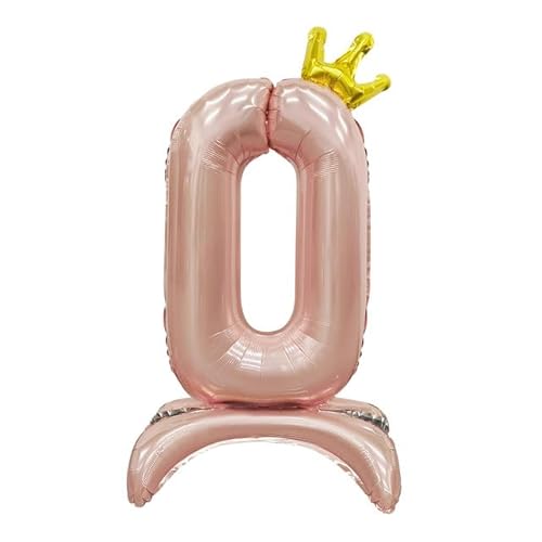 Sanu Belle Zahlen Luftballon 0 Rosa mit Krone mit Standfuß 32 Zoll Folienballon 0 Kinder Jungen Mädchen Geburtstag Jahrestag Party Deko Zahlenballon 0 Pink von Sanu Belle