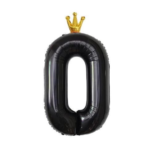 Sanu Belle Zahlen Luftballon 0 Schwarz mit Krone 40 Zoll Folienballon 0 Kinder Jungen Mädchen Geburtstag Jahrestag Party Deko Zahlenballon 0 Black von Sanu Belle