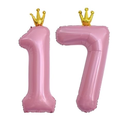 Sanu Belle Zahlen Luftballon 17 Rosa mit Krone 40 Zoll Folienballon 17 Kinder Jungen Mädchen Geburtstag Jahrestag Party Deko Zahlenballon 17 Pink von Sanu Belle