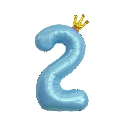 Sanu Belle Zahlen Luftballon 2 Blau mit Krone 40 Zoll Folienballon 2 Kinder Jungen Mädchen Geburtstag Jahrestag Party Deko Zahlenballon 2 Blue von Sanu Belle