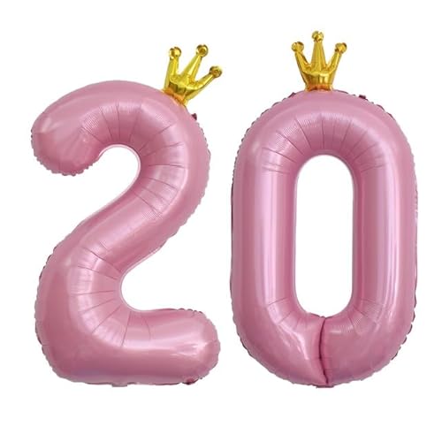Sanu Belle Zahlen Luftballon 20 Rosa mit Krone 40 Zoll Folienballon 20 Kinder Jungen Mädchen Geburtstag Jahrestag Party Deko Zahlenballon 20 Pink von Sanu Belle