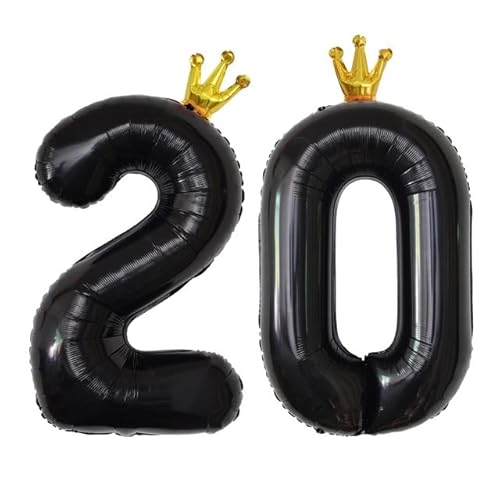 Sanu Belle Zahlen Luftballon 20 Schwarz mit Krone 40 Zoll Folienballon 20 Kinder Jungen Mädchen Geburtstag Jahrestag Party Deko Zahlenballon 20 Black von Sanu Belle