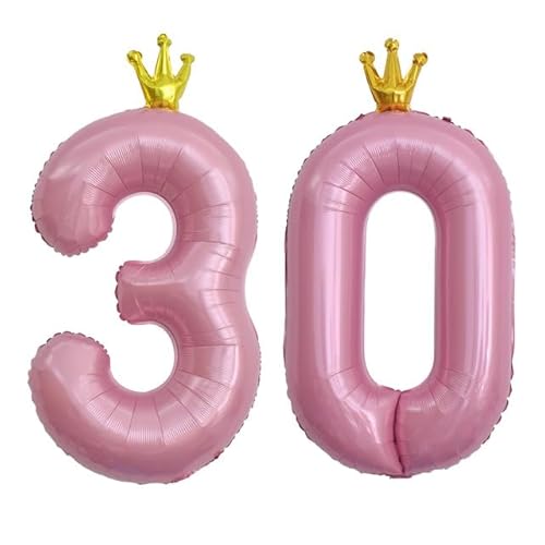Sanu Belle Zahlen Luftballon 30 Rosa mit Krone 40 Zoll Folienballon 30 Kinder Jungen Mädchen Geburtstag Jahrestag Party Deko Zahlenballon 30 Pink von Sanu Belle