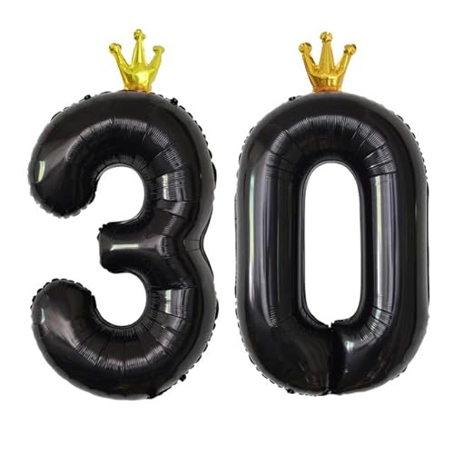Sanu Belle Zahlen Luftballon 30 Schwarz mit Krone 40 Zoll Folienballon 30 Kinder Jungen Mädchen Geburtstag Jahrestag Party Deko Zahlenballon 30 Black von Sanu Belle