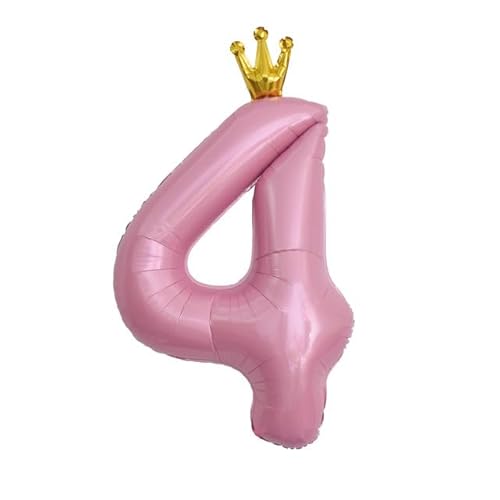 Sanu Belle Zahlen Luftballon 4 Rosa mit Krone 40 Zoll Folienballon 4 Kinder Jungen Mädchen Geburtstag Jahrestag Party Deko Zahlenballon 4 Pink von Sanu Belle